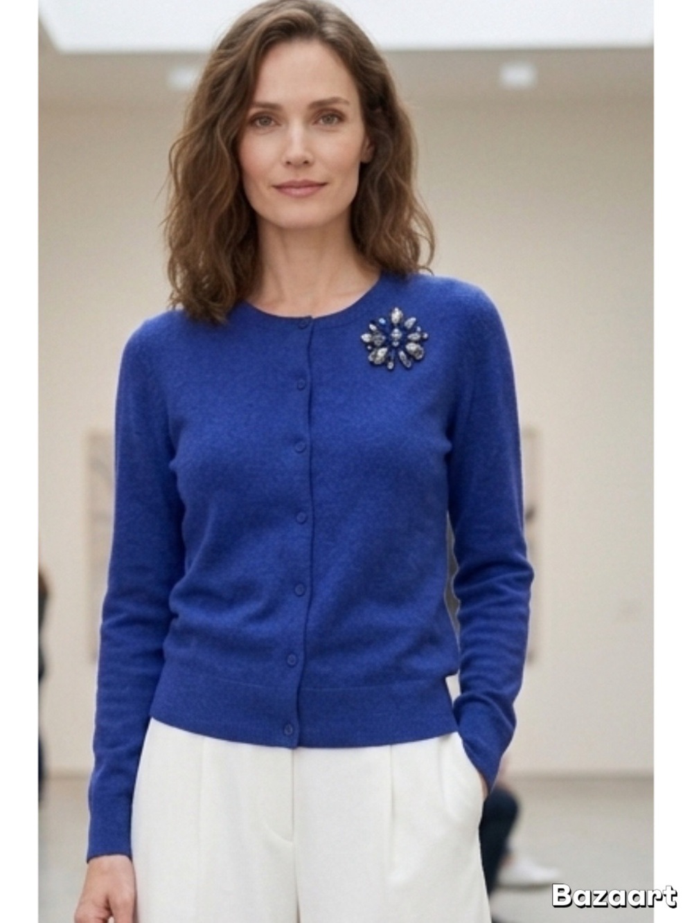 LOFT Outlet XL Royal Blue Embellished Jeweled Cardigan Sweater